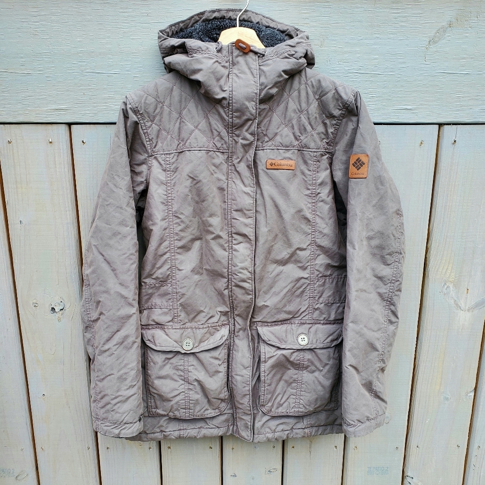 Columbia Women's Sherpa-Lined Parka-Style Jacket Sz M Hooded Full-Zip EUC